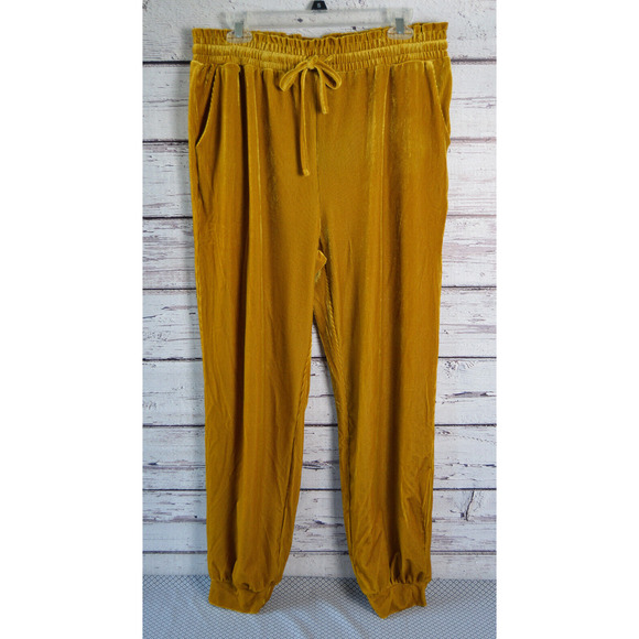 Golden Ribbed Jogger Pants UnBranded Size XL New without Tags - Picture 1 of 11